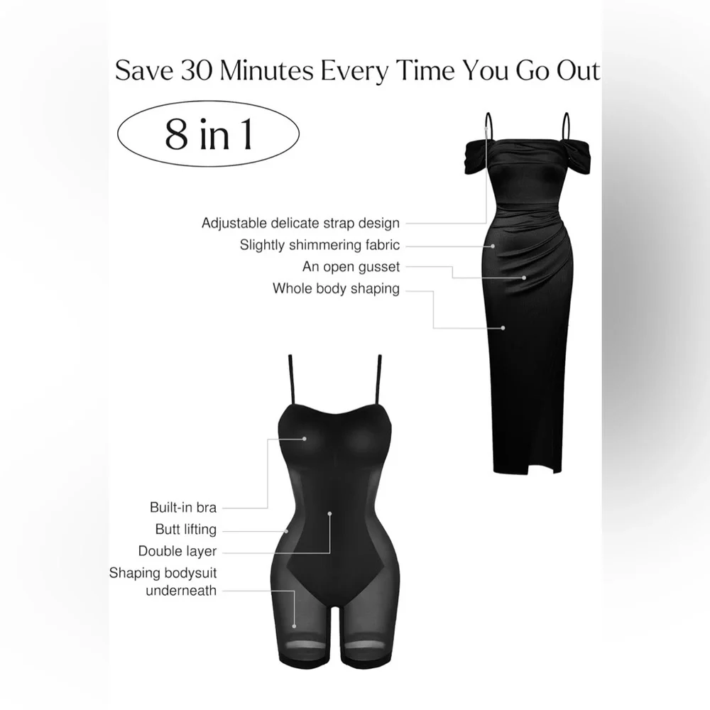 Popilush Shapewear Dress Womens Multi Way Wear Off The Shoulder Maxi Dress